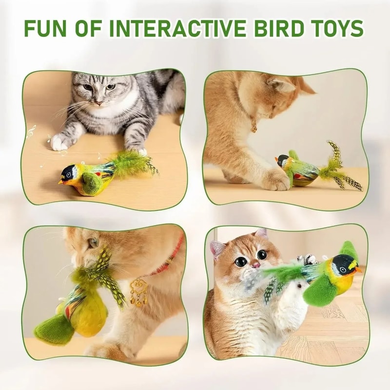 Interactive Cat Plush Toy With Bird Sound And Elastic Rope For Boredom Relief 10