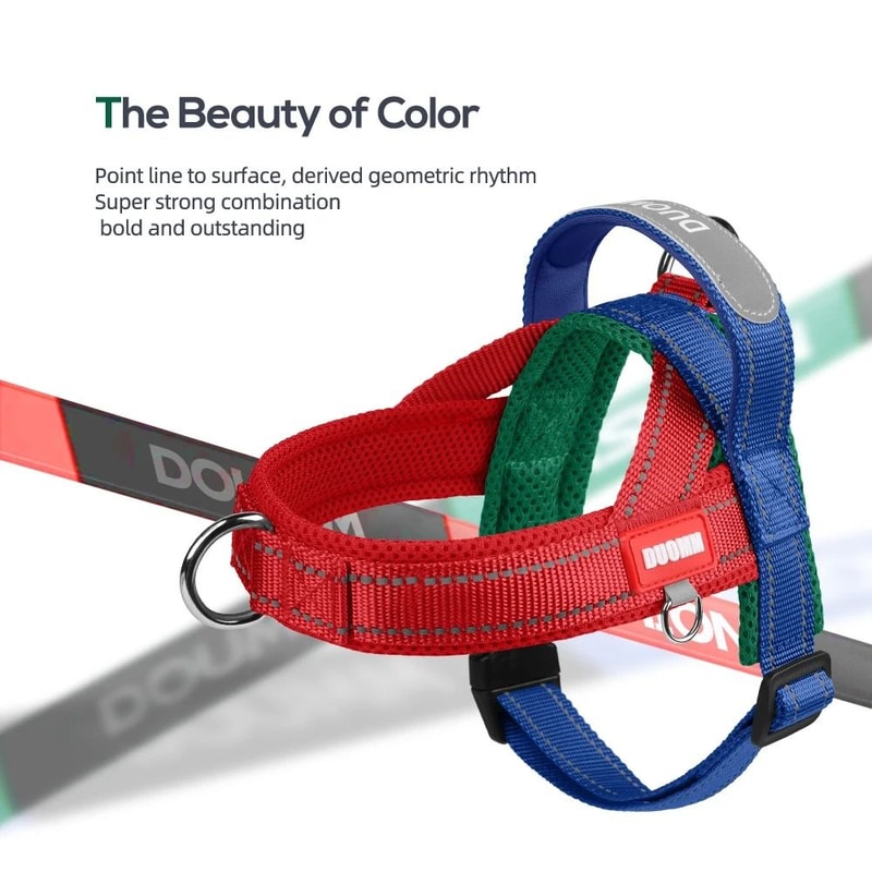 Reflective Dog Chest Harness Nylon Outdoor Walking Harness With Handle For Dogs 10