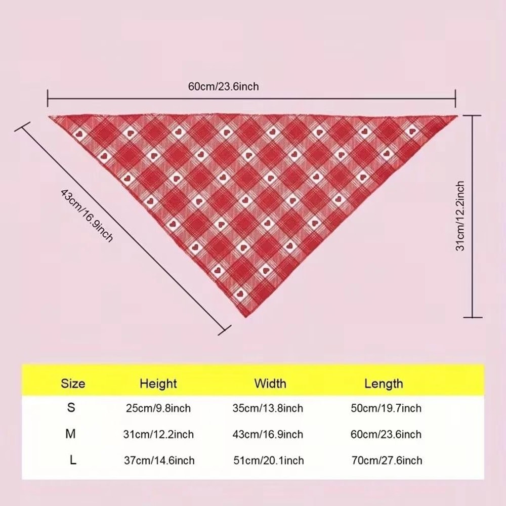 Valentines Day Dog Bandana Heart Print Triangle Pet Scarf For Dogs And Cats 4