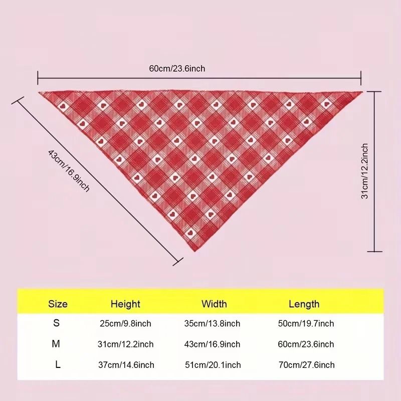 Valentines Day Dog Bandana Heart Print Triangle Pet Scarf For Dogs And Cats 4