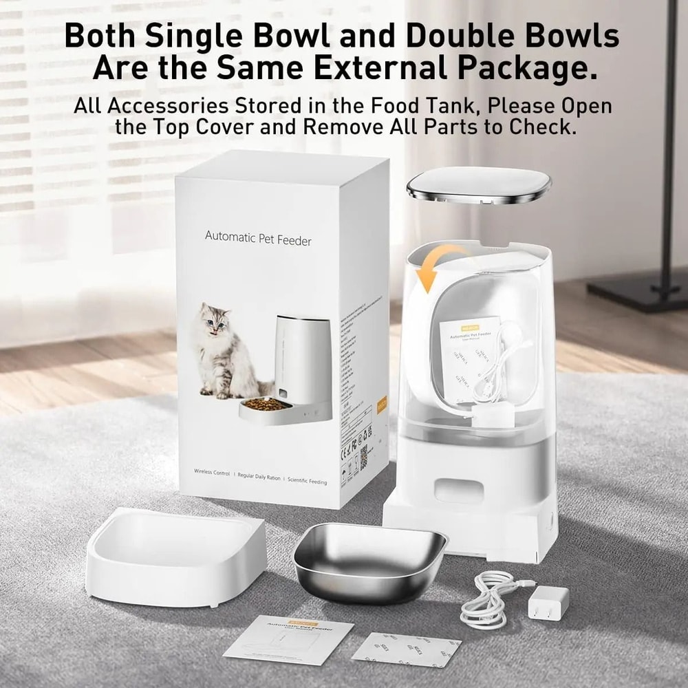 ROJECO Smart Automatic Cat Feeder WiFi Remote Control Dry Food Dispenser For Cats And Dogs 4