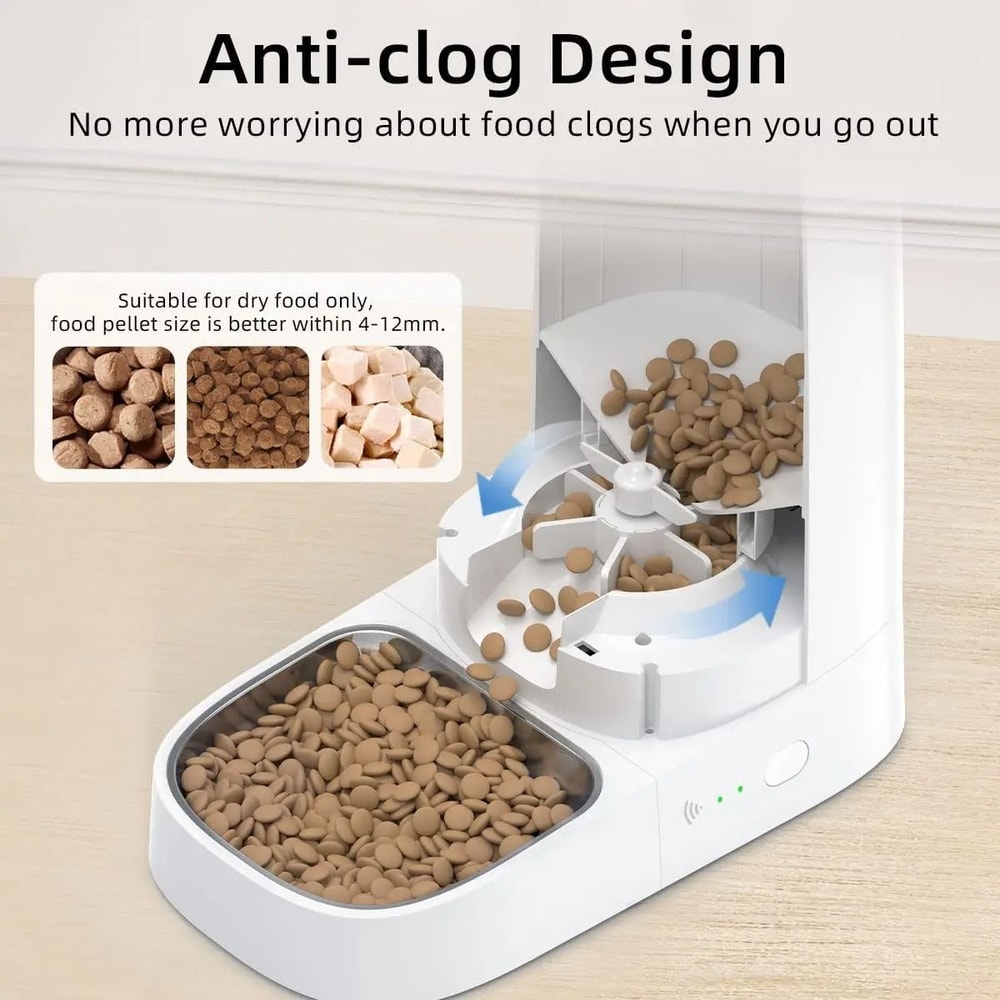 ROJECO Smart Automatic Cat Feeder WiFi Remote Control Dry Food Dispenser For Cats And Dogs 5