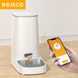 rojeco smart automatic cat feeder wifi remote control dry food dispenser for cats and dogs
