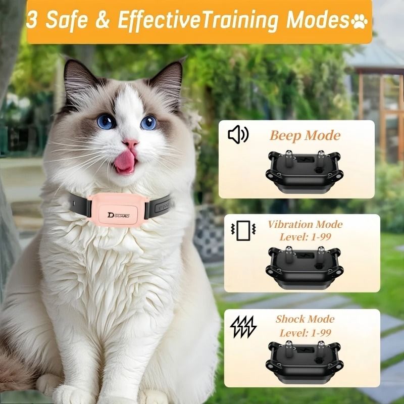 YHLC Cat Anti Meowing Collar Automatic No Shock Vibration Training Collar For Cats 8