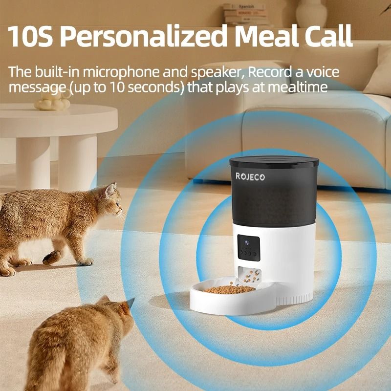ROJECO Smart Automatic Cat Feeder With Camera WiFi Pet Food Dispenser For Cats And Dogs 6