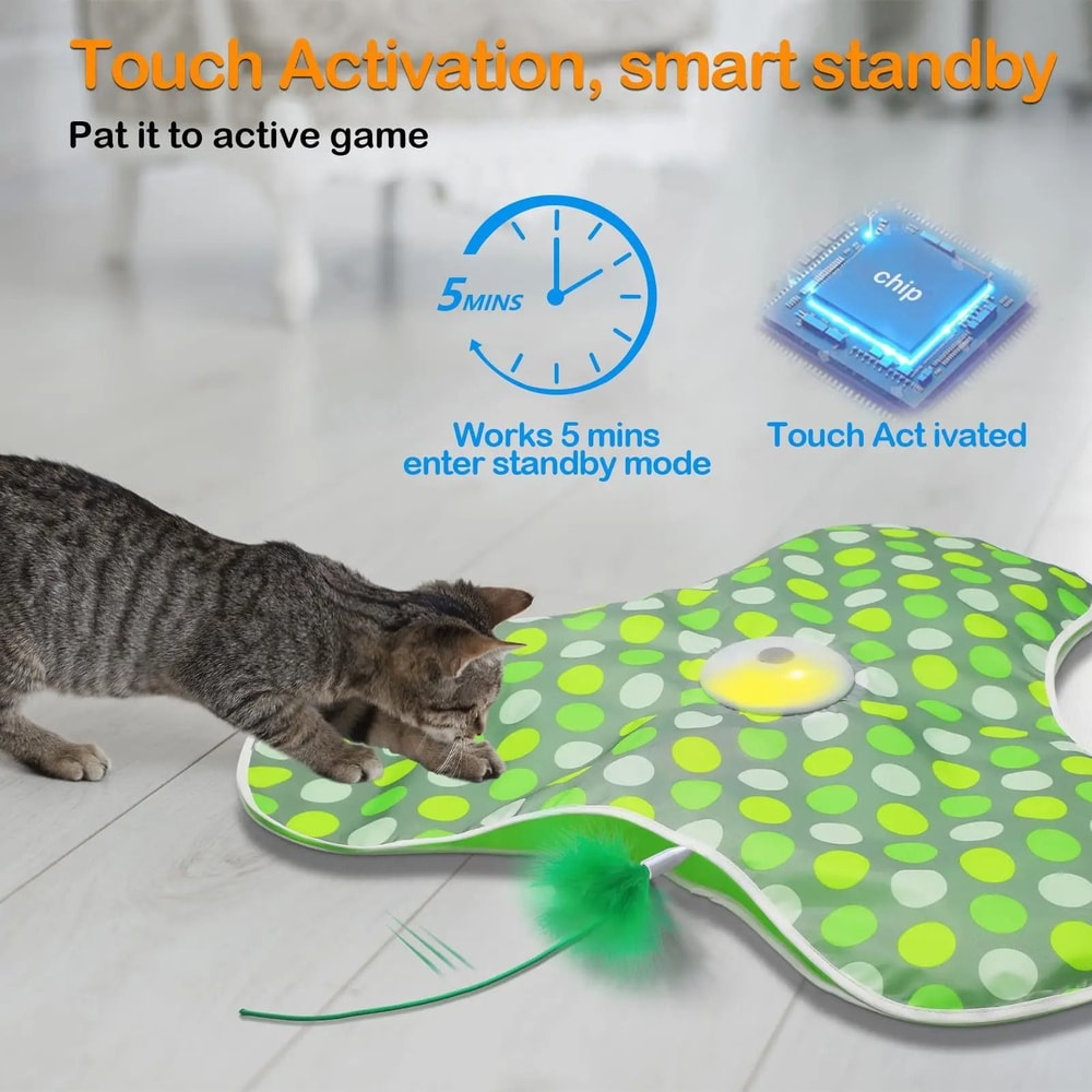 Smart Interactive Cat Toy Motion Activated Hide And Seek Feather Mouse Teaser 6