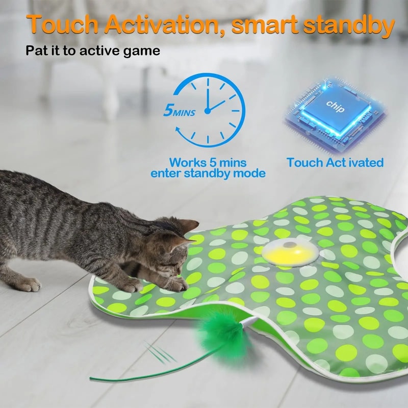 Smart Interactive Cat Toy Motion Activated Hide And Seek Feather Mouse Teaser 6