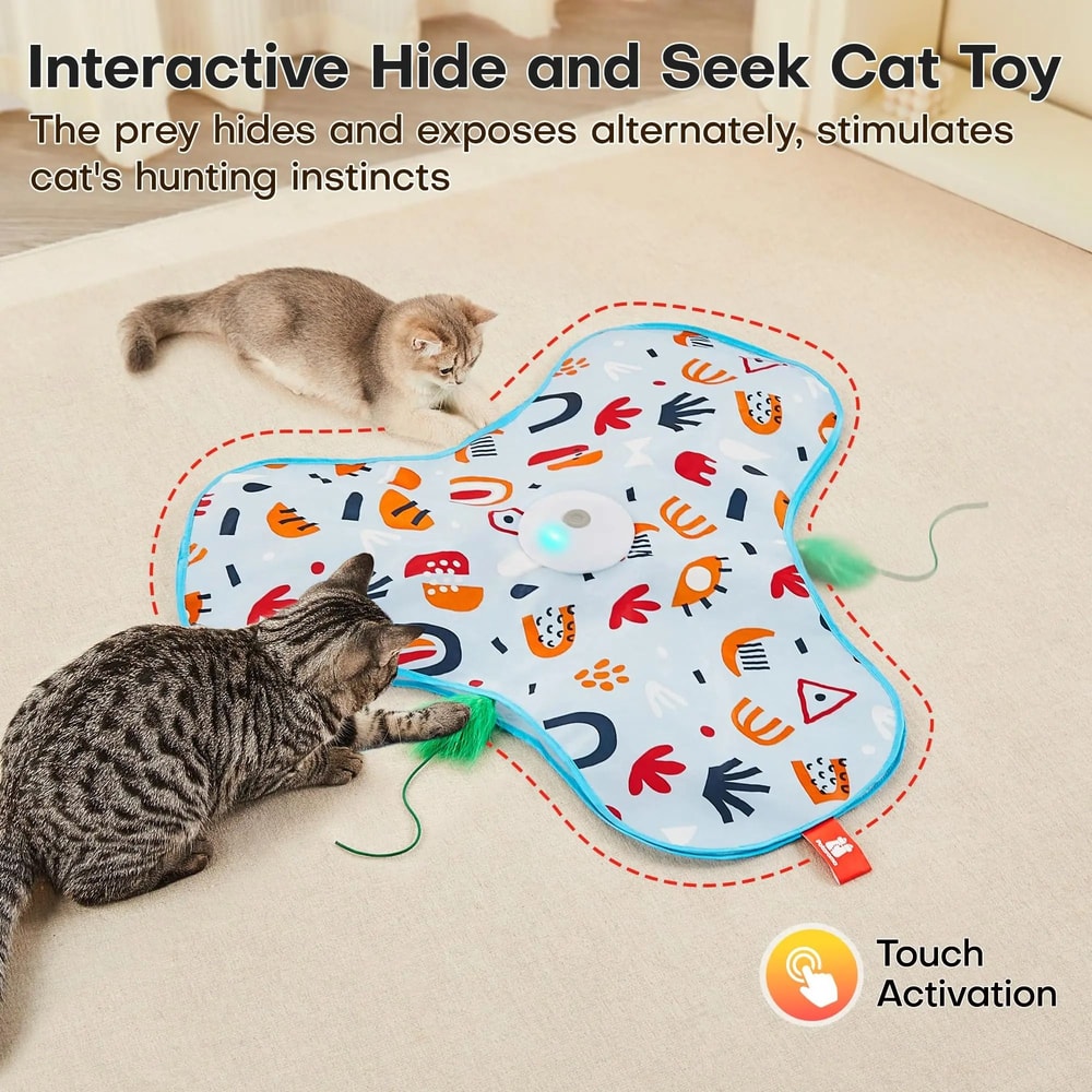 Smart Interactive Cat Toy Motion Activated Hide And Seek Feather Mouse Teaser 8