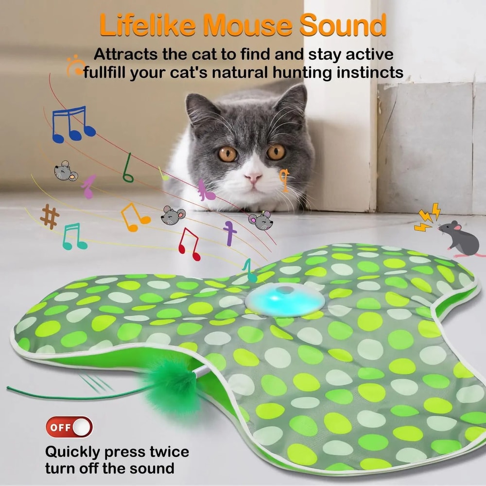 Smart Interactive Cat Toy Motion Activated Hide And Seek Feather Mouse Teaser 0