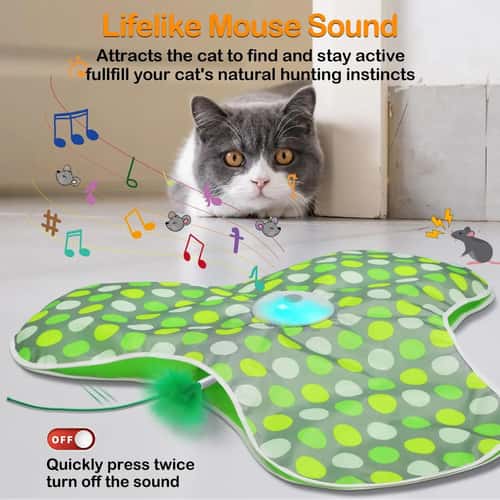 Smart Interactive Cat Toy Motion Activated Hide and Seek Feather Mouse Teaser