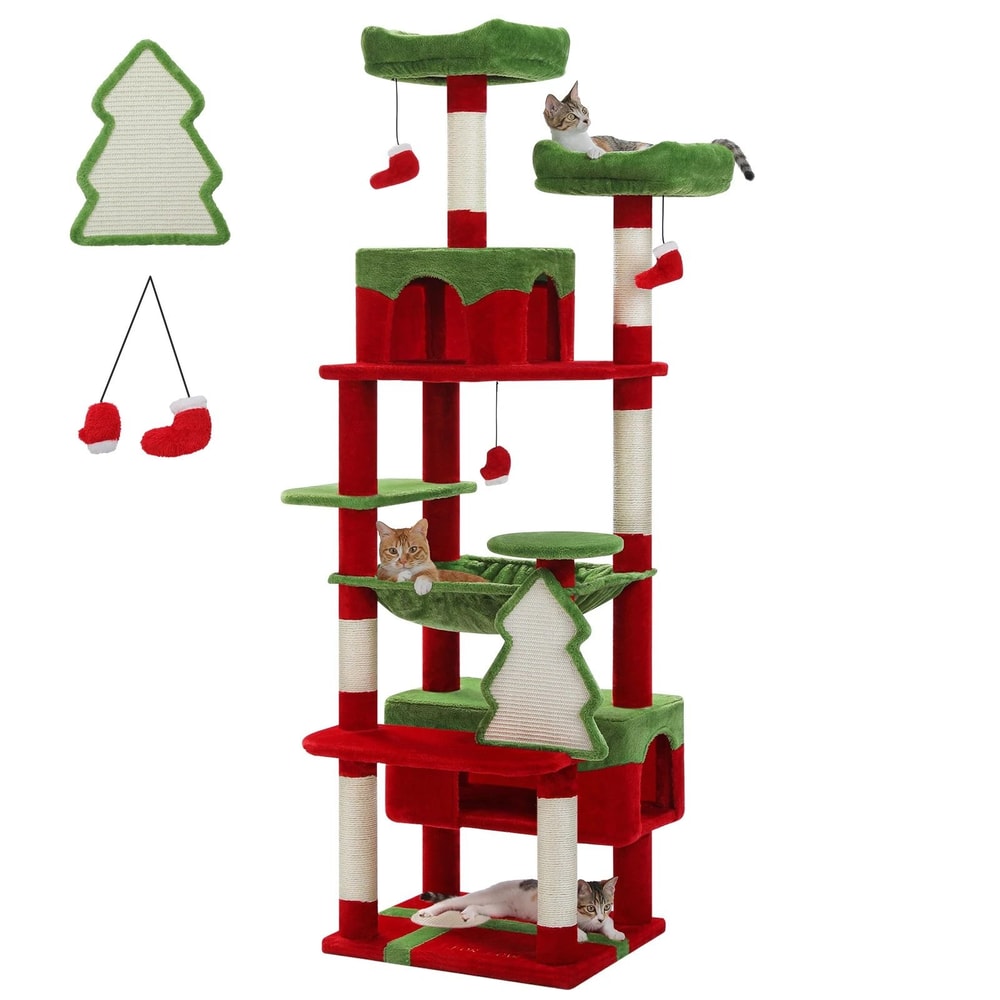 Large Cat Tree Tower With Scratching Posts Hammock Condos And Padded Perches 5