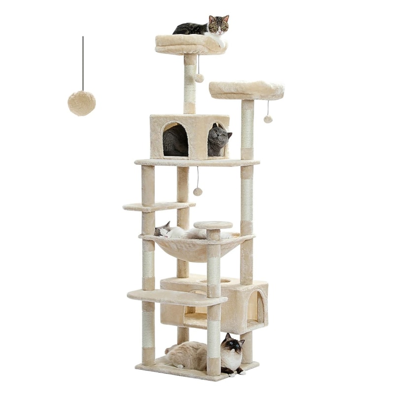 Large Cat Tree Tower With Scratching Posts Hammock Condos And Padded Perches 3
