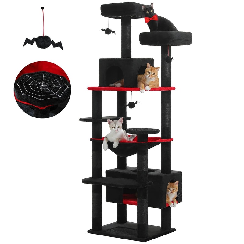 Large Cat Tree Tower With Scratching Posts Hammock Condos And Padded Perches 4