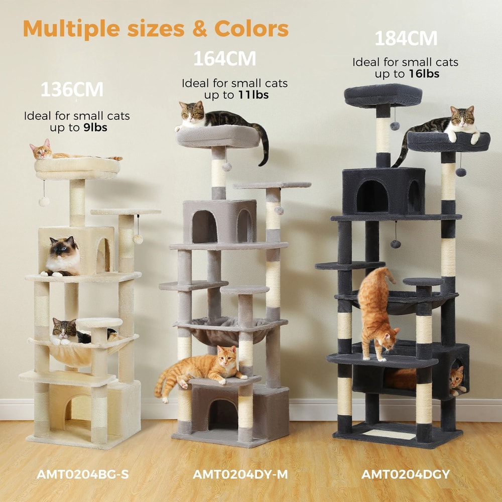 Large Cat Tree Tower With Scratching Posts Hammock Condos And Padded Perches 6