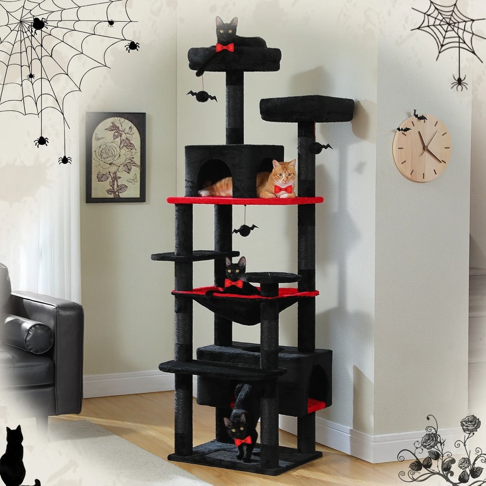 Large Cat Tree Tower With Scratching Posts Hammock Condos And Padded Perches 9
