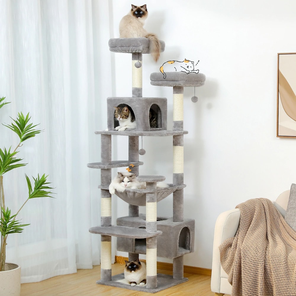 Large Cat Tree Tower With Scratching Posts Hammock Condos And Padded Perches 0