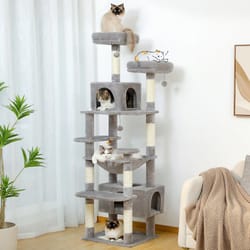 large cat tree tower with scratching posts hammock condos and padded perches
