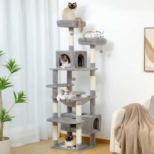 Large Cat Tree Tower with Scratching Posts Hammock Condos and Padded Perches