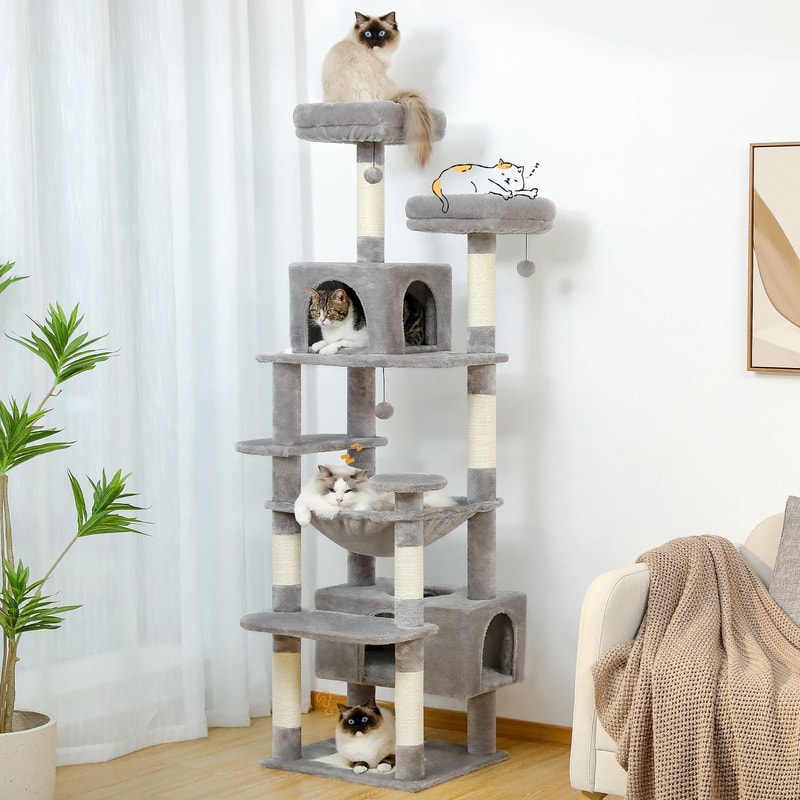 Large Cat Tree Tower With Scratching Posts Hammock Condos And Padded Perches 0