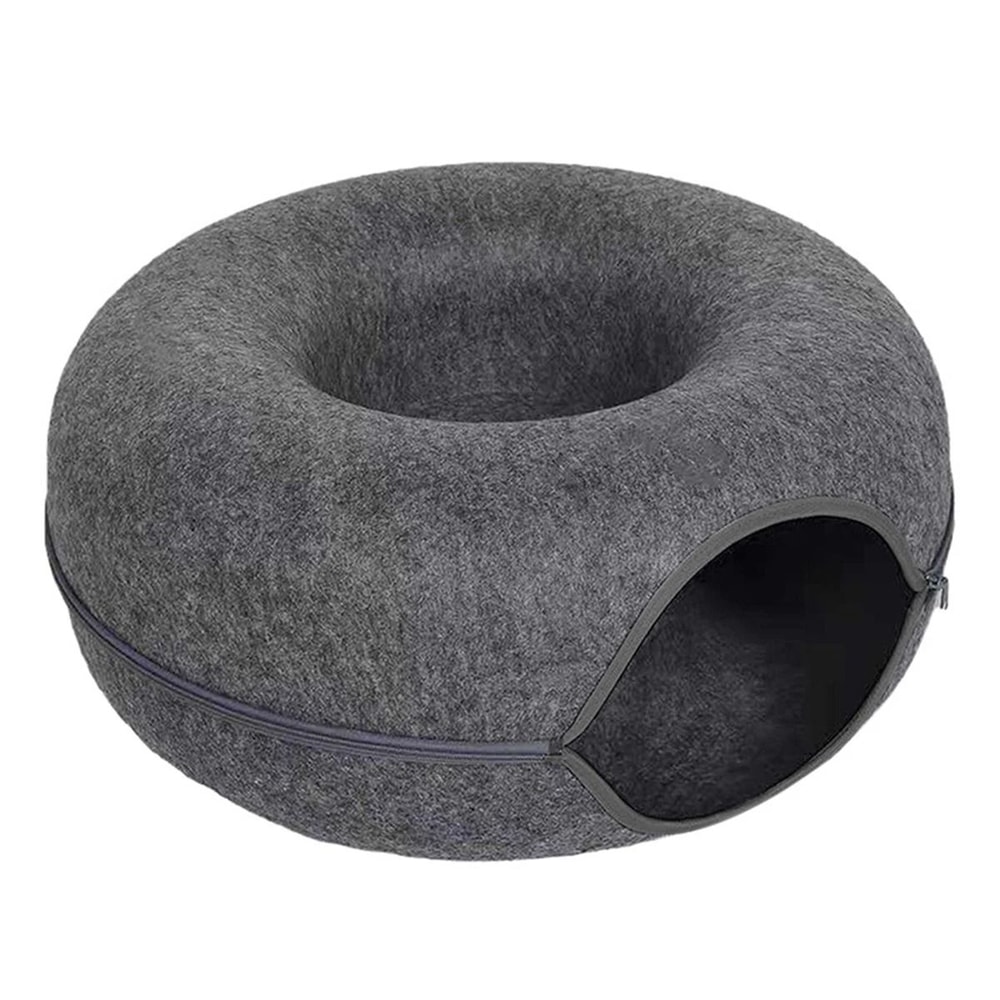 Interactive Cat Tunnel Bed Felt Donut Nest Scratcher House For Indoor Cats 2