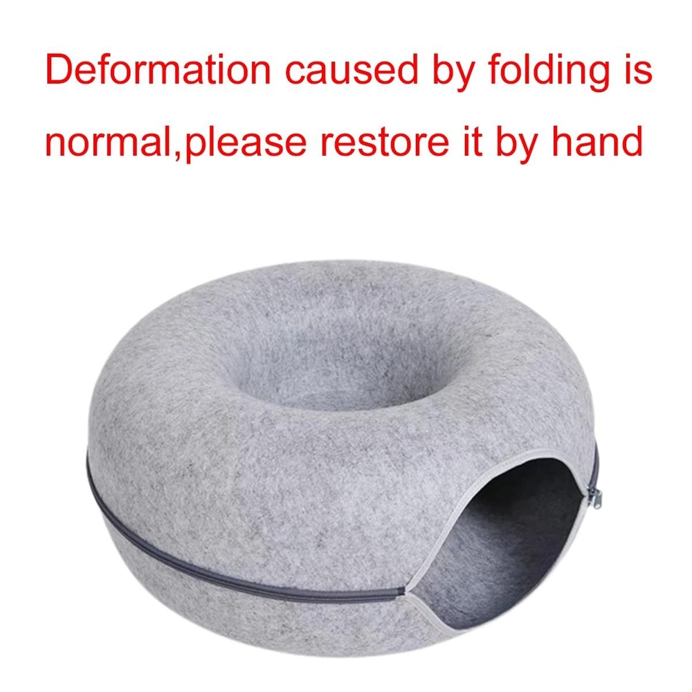 Interactive Cat Tunnel Bed Felt Donut Nest Scratcher House For Indoor Cats 8