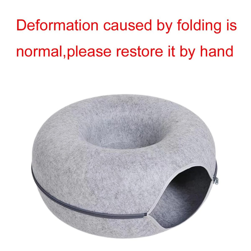 Interactive Cat Tunnel Bed Felt Donut Nest Scratcher House For Indoor Cats 8