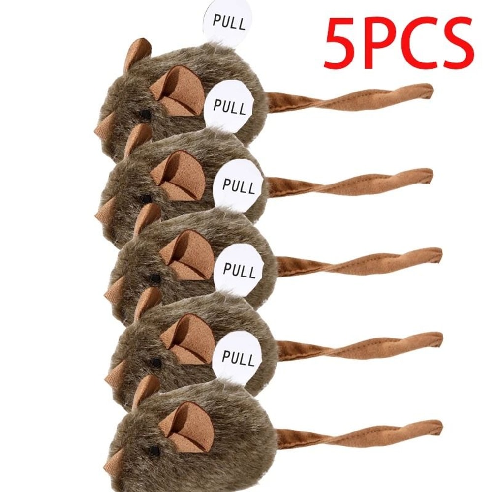 Interactive Mouse Plush Cat Toy Squeaky Bite Resistant Kitten Chew Toy 5