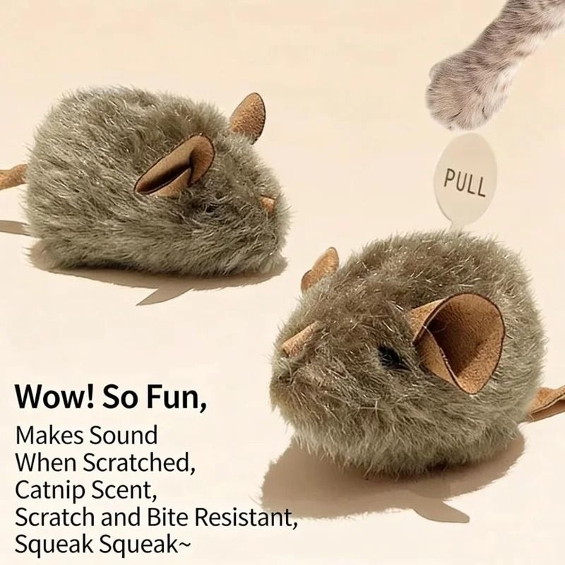 Interactive Mouse Plush Cat Toy Squeaky Bite Resistant Kitten Chew Toy 11