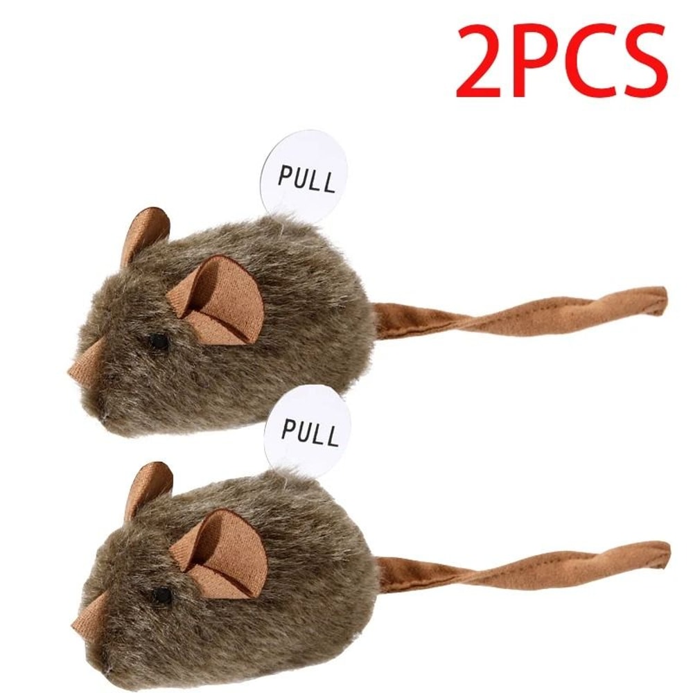 Interactive Mouse Plush Cat Toy Squeaky Bite Resistant Kitten Chew Toy 2