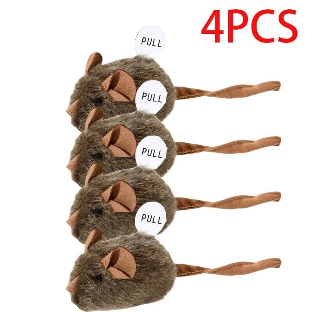 Interactive Mouse Plush Cat Toy Squeaky Bite Resistant Kitten Chew Toy 4