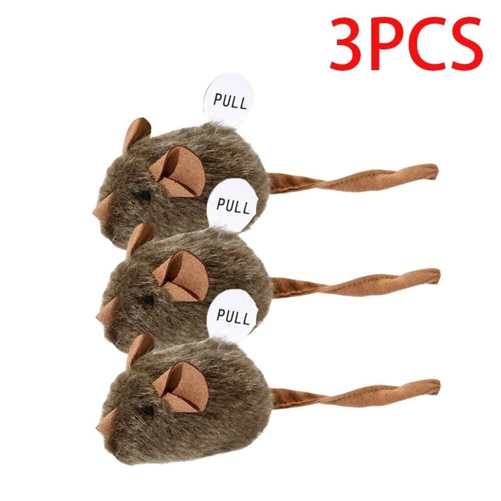 Interactive Mouse Plush Cat Toy Squeaky Bite Resistant Kitten Chew Toy 3