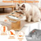 Elevated Cat Feeding Station With Raised Wood Stand And 3 Stainless Steel Bowls 6