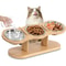 Elevated Cat Feeding Station With Raised Wood Stand And 3 Stainless Steel Bowls 0