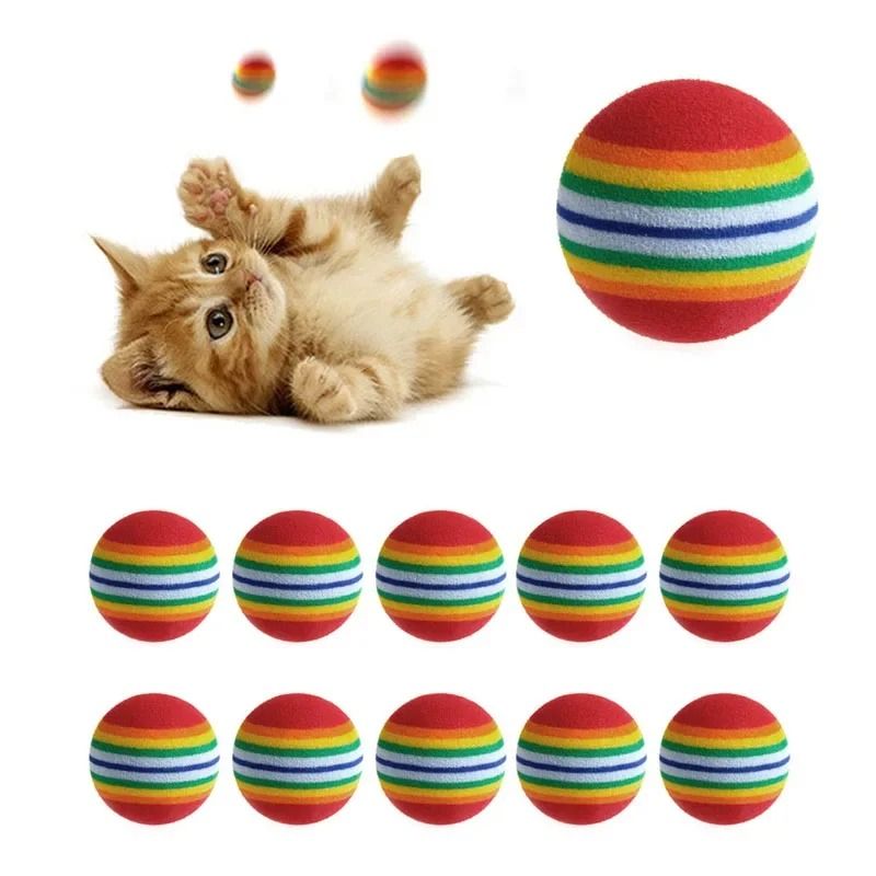 10PCS Colorful Interactive Cat Toy Balls Lightweight Foam Rattle Balls For Cats 0