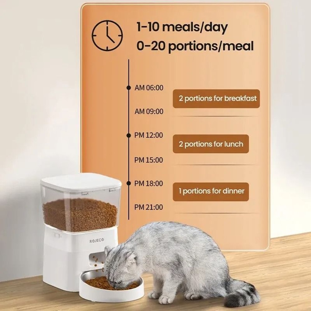 ROJECO 2L Automatic Cat Feeder WiFi Smart Pet Food Dispenser With Remote Control 10