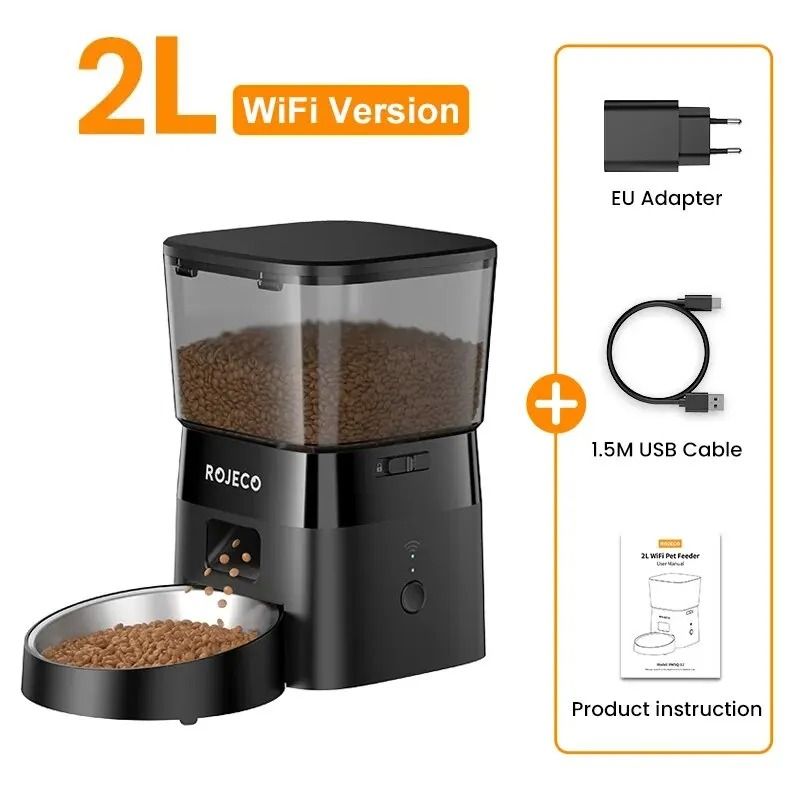ROJECO 2L Automatic Cat Feeder WiFi Smart Pet Food Dispenser With Remote Control 4