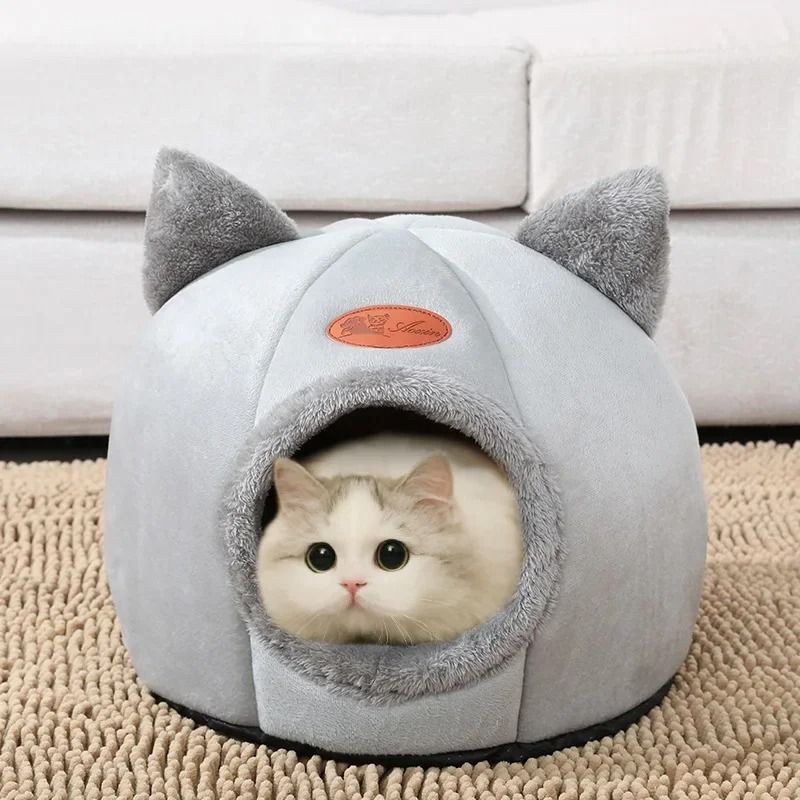 Cozy Winter Cat Cave Bed Deep Sleep Pet Nest House For Cats And Small Dogs 3
