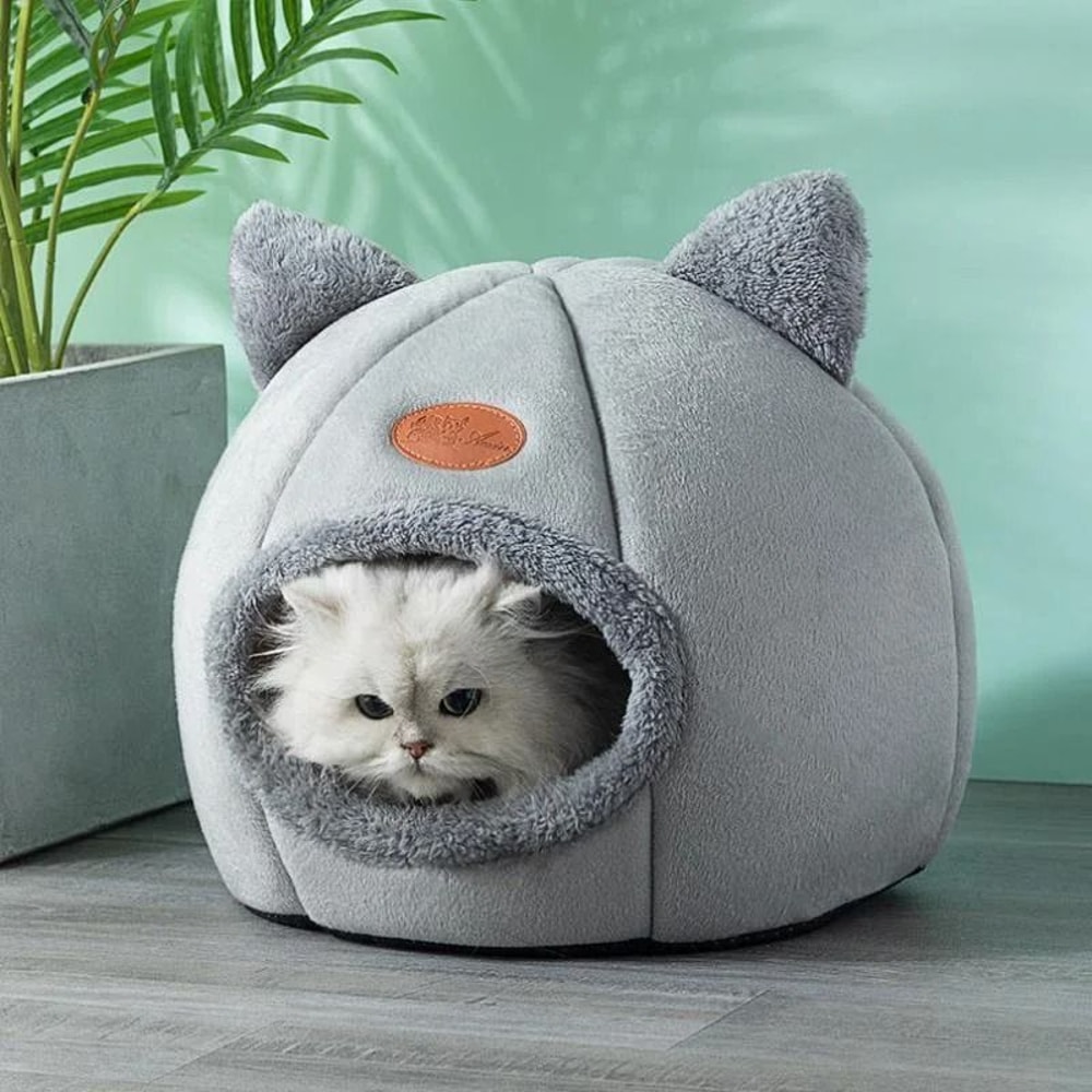 Cozy Winter Cat Cave Bed Deep Sleep Pet Nest House For Cats And Small Dogs 4