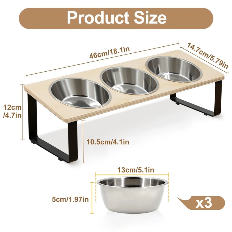 15 Degree Tilted Elevated Cat Bowls With Stainless Steel Feeding Set For Cats And Puppies 4