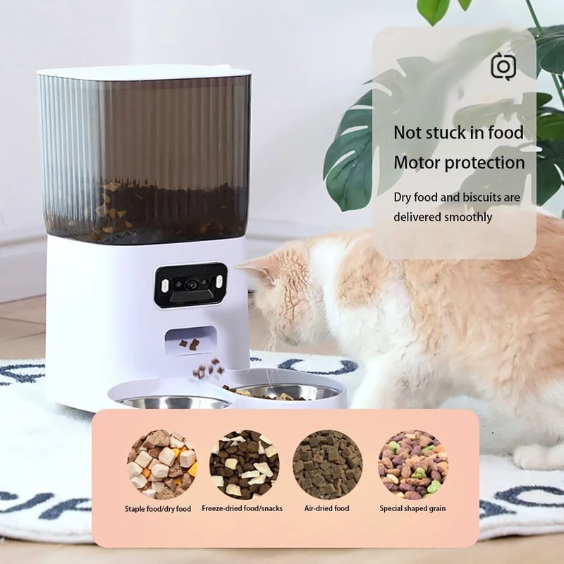 5L Smart Automatic Cat Feeder With Camera Double Bowls And Voice Recorder 6