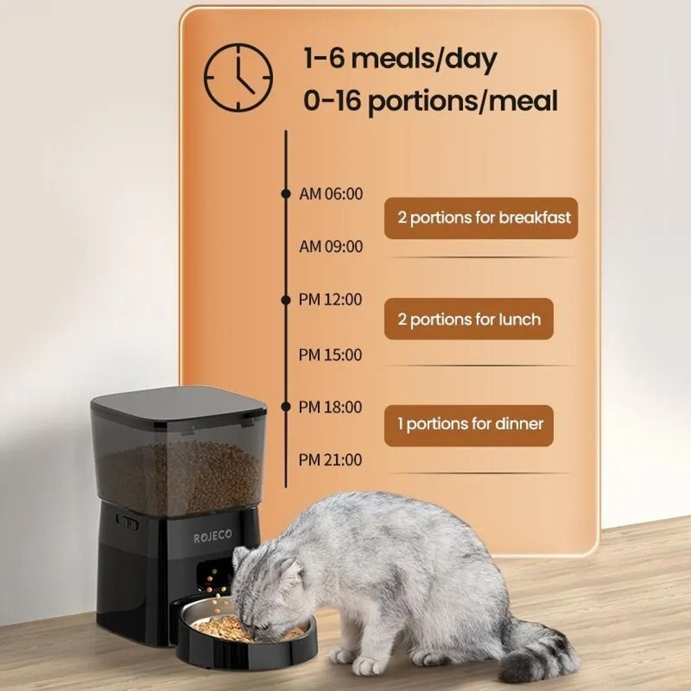 ROJECO Smart Automatic Pet Feeder For Cats And Dogs Dry Food Dispenser 10