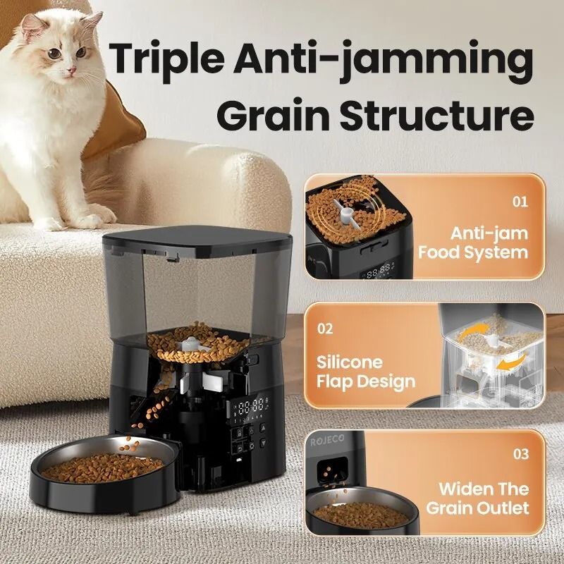 ROJECO Smart Automatic Pet Feeder For Cats And Dogs Dry Food Dispenser 7