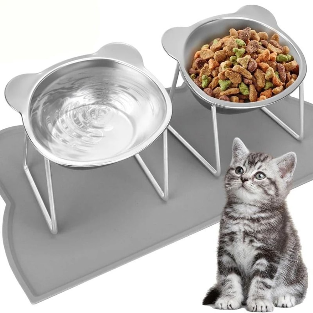 ComfortLift Elevated Cat Bowl Stainless Steel Tilted Pet Feeding Bowl For Cats And Puppies 8