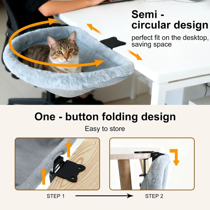 SpaceNest Cat Desk Hammock Foldable Semi Circular Cat Perch For Home Office Cats 3