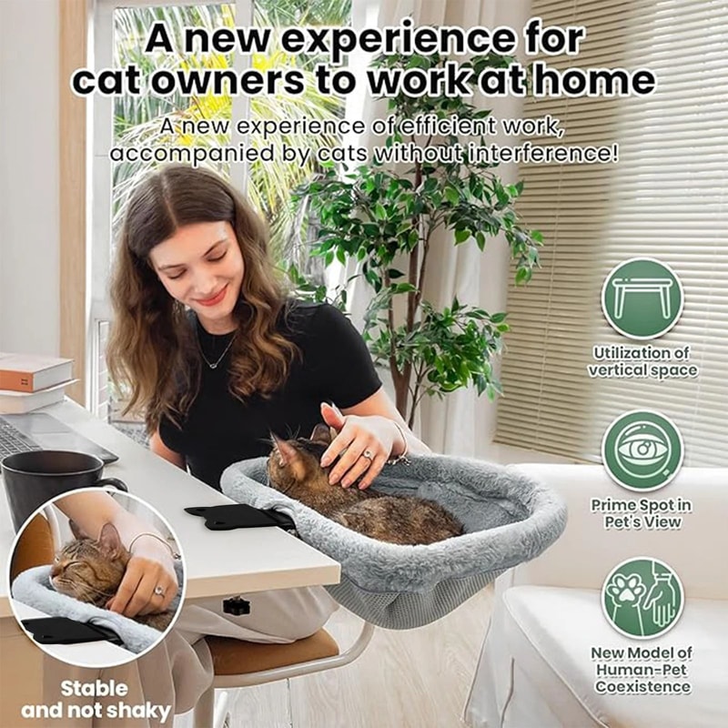 SpaceNest Cat Desk Hammock Foldable Semi Circular Cat Perch For Home Office Cats 4