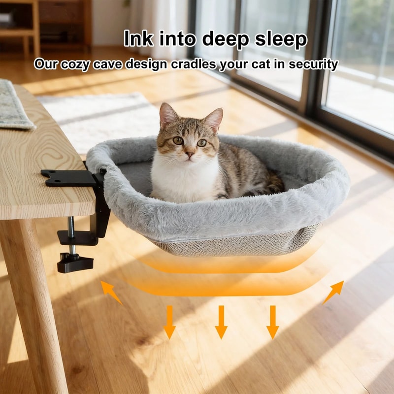SpaceNest Cat Desk Hammock Foldable Semi Circular Cat Perch For Home Office Cats 6