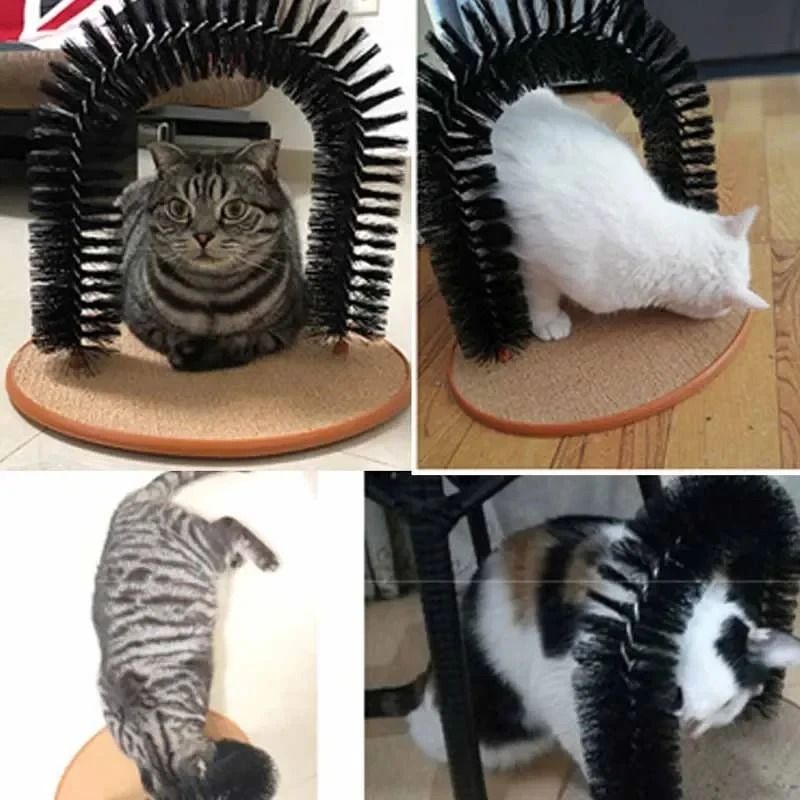 PurrSpa Cat Grooming Arch Interactive Self Groomer With Scratching Pad And Massage Brush 2