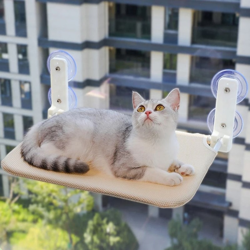 SunnyNest Cat Window Hammock Foldable Plush Mesh Suction Cup Perch For Indoor Cats 10