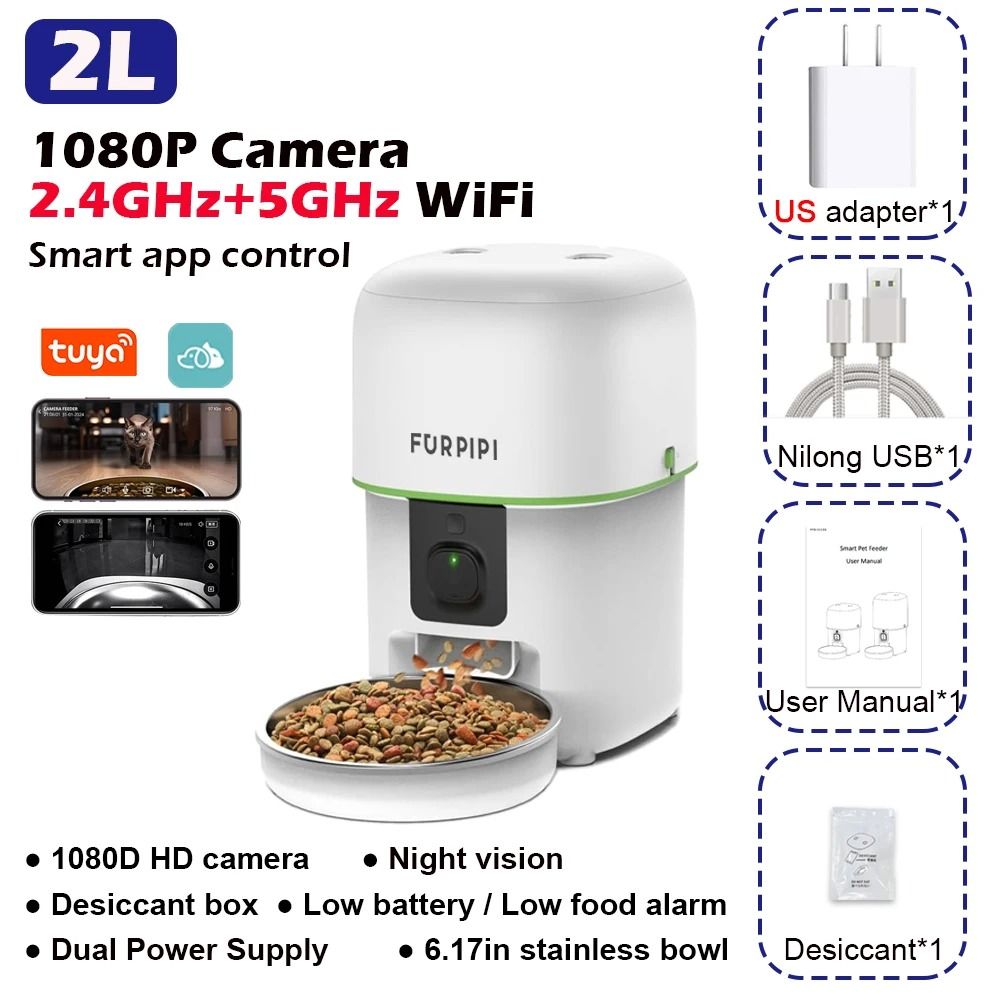 SmartView Automatic Cat Feeder With 1080P Camera And WiFi Pet Food Dispenser 4