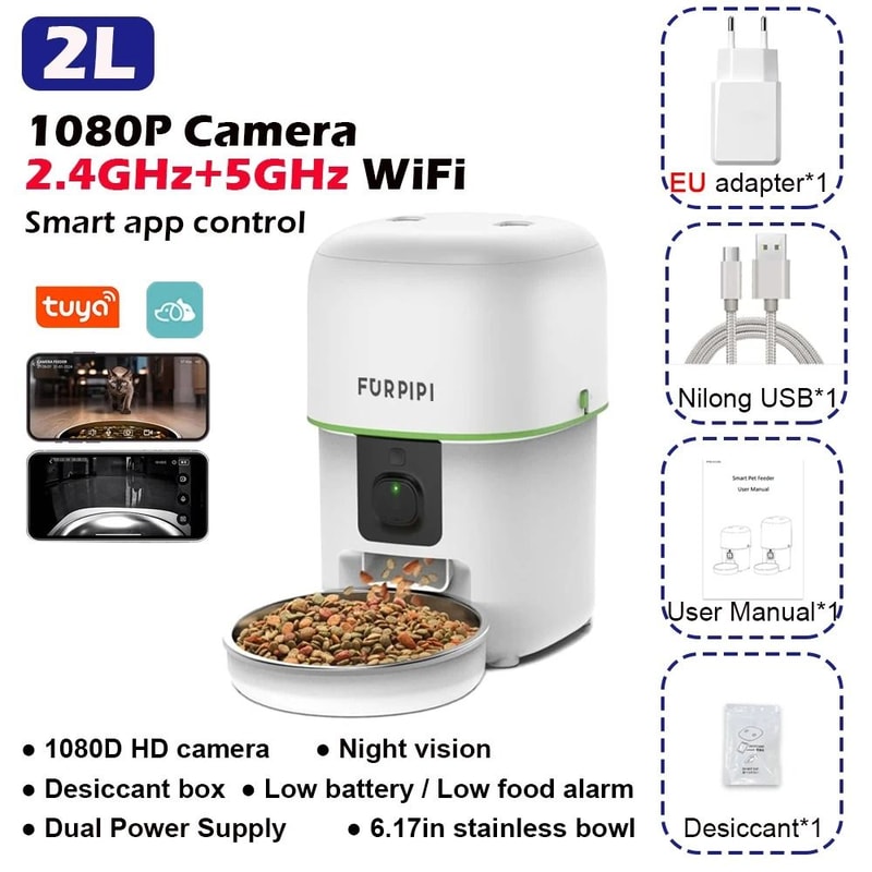 SmartView Automatic Cat Feeder With 1080P Camera And WiFi Pet Food Dispenser 6